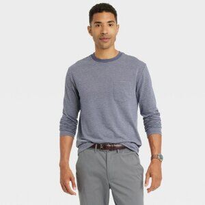 Men's Striped Banner Blue Crewneck T-Shirt Goodfellow & Co™ Size Medium